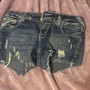 Amethyst Jeans Blue Distressed Jean Shorts